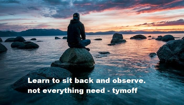 learn to sit back and observe. not everything need - tymoff